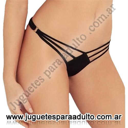 Lencería femenina, Tangas premium, Tanga con Tiras Negra