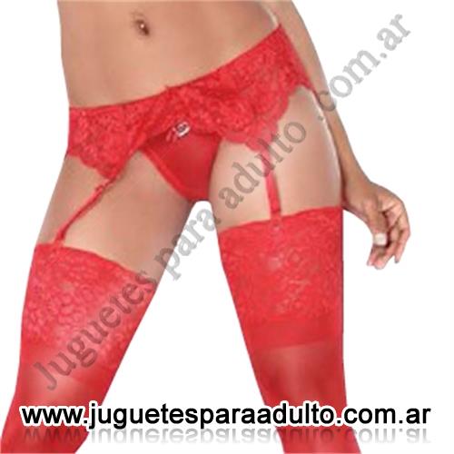 Lencería femenina, Portaligas eroticos, Portaligas de encaje de lycra rojo