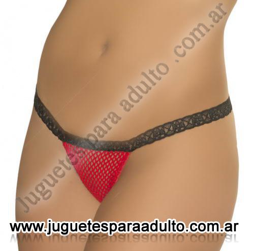 Lencería femenina, Ropa en Tela de Red, Tanga De Red Roja Con Puntilla Negra Femenina