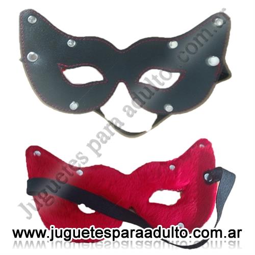 Accesorios, Antifaces eroticos, Antifaz con vista gato negro con peluche rojo