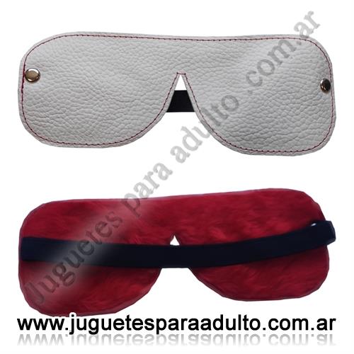 Accesorios, Antifaces eroticos, Antifaz blanco con peluche rojo