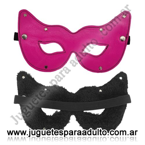 Accesorios, Antifaces eroticos, Antifaz rosa fluor con peluche negro