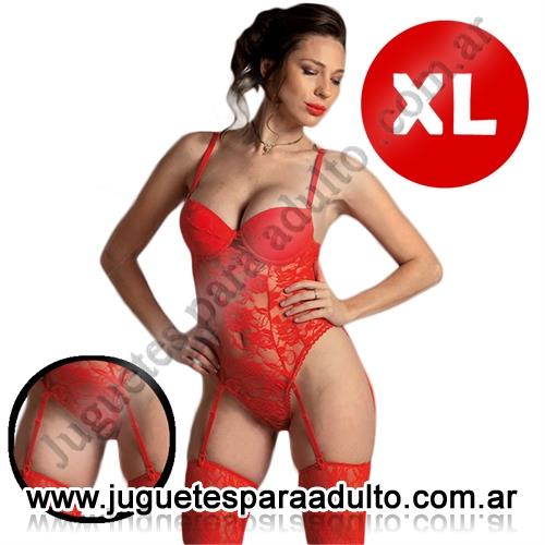 Lencería femenina, Bodys eroticos, Body con copa semitransparente rojo