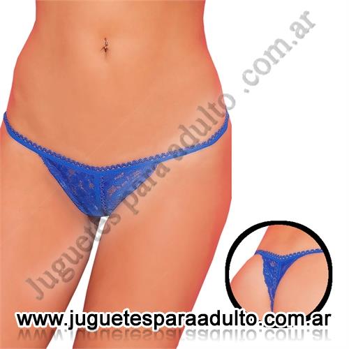 Lencería femenina, Tangas eroticas, Tanga con apertura rutera en azul