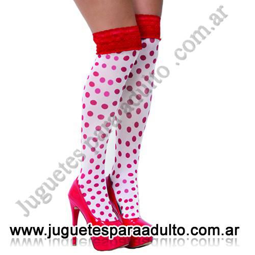 LENCERÃA FEMENINA, Medias eroticas, Medias Bucaneras Blancas con Lunares Rojos y Puntillas LencerÃa femenina, Medias eroticas, Medias Bucaneras Blancas con Lunares Rojos y Puntillas