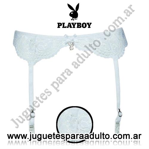 Lencería femenina, Portaligas eroticos, Portaligas premium blanco Playboy