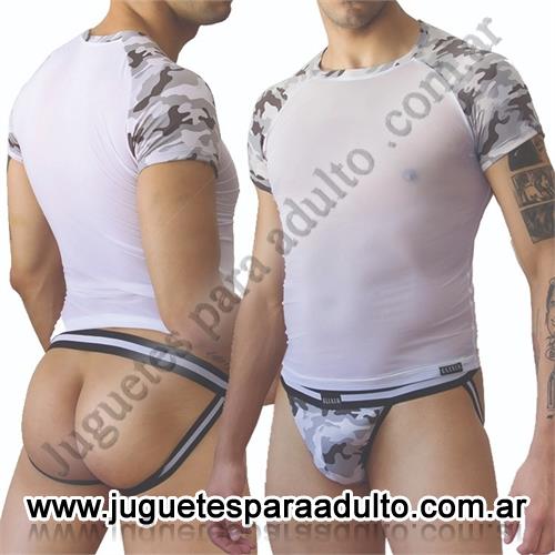 Lencería masculina, Bodys y Remeras, Remera transparente camuflada para hombre