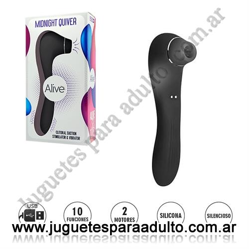 Marcas Importadas, Alive, Midnight quiver Black succionador de clitoris negro con carga USB