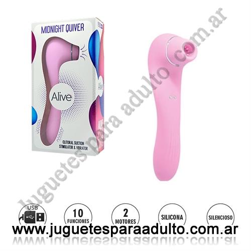 Estimuladores, Estimuladores de clitoris, Midnight quiver Pink succionador de clitoris con carga USB