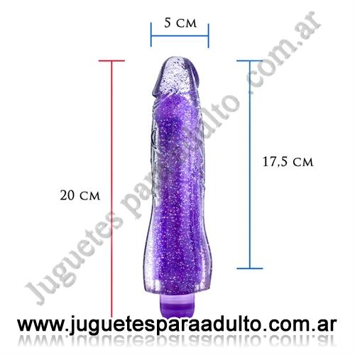 Vibradores, Vibradores jelly, Vibrador con varias velocidades, Glitter y brillo 