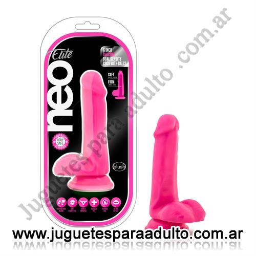 Marcas Importadas, Blush, Dildo 6 pulgadas con sopapa y testiculos de suave textura