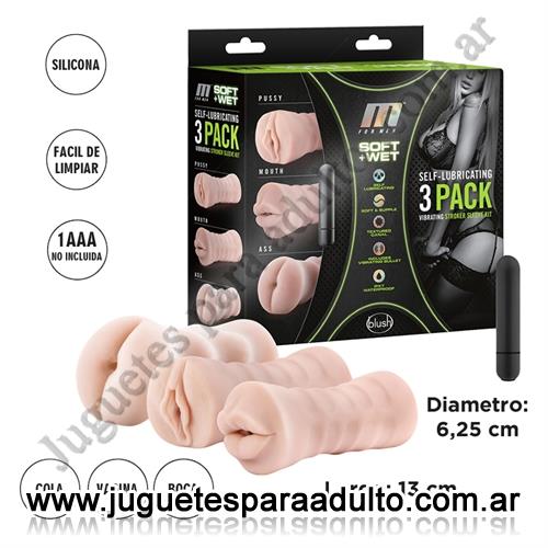 Productos eróticos, Muñecas inflables y vaginas, Kit de 3 masturbadores con bala vibradora