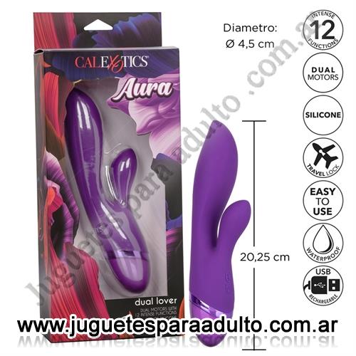 Vibradores, Vibradores con estimulacion, Vibrador con estimulador de clitoris Aura Dual Lover con carga USB