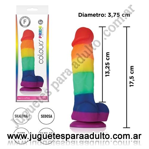 Consoladores, , Consolador multi color de 13 cm con sopapa