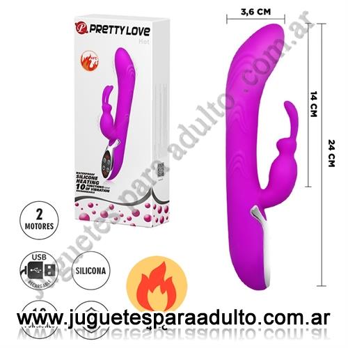 Productos eróticos, Usb recargables, Vibrador 2 motores con funcion de temperatura y carga USB