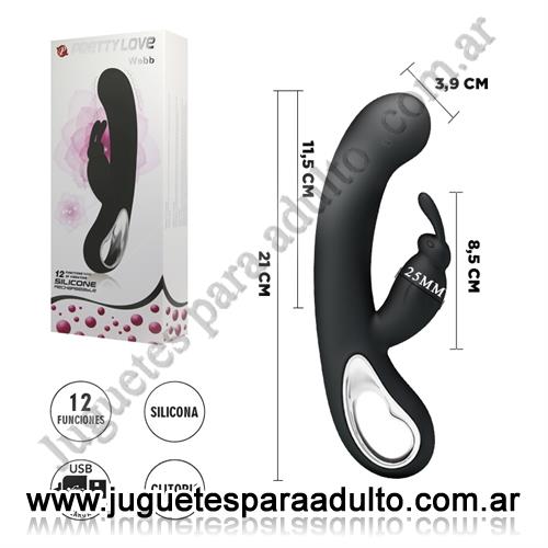 Productos eróticos, , Vibrador 12 funciones con estimulador de clitoris y recarga USB