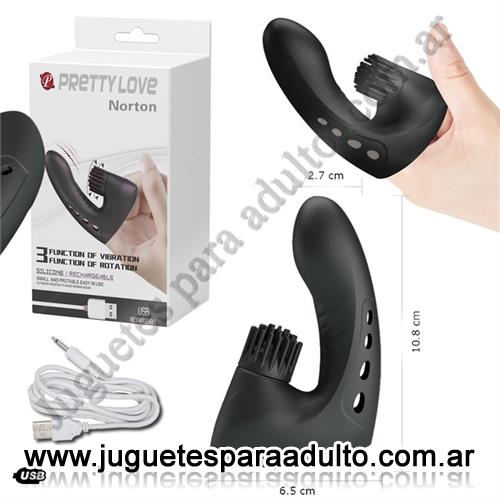 Estimuladores, Estimuladores de clitoris, Funda de dedo con vibracion, rotacion y carga USB