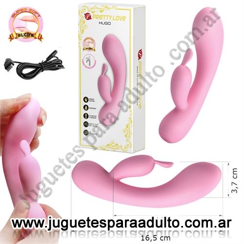 Vibradores, Vibradores con estimulacion, Vibrador de textura suave con masajeador de clitoris y carga USB