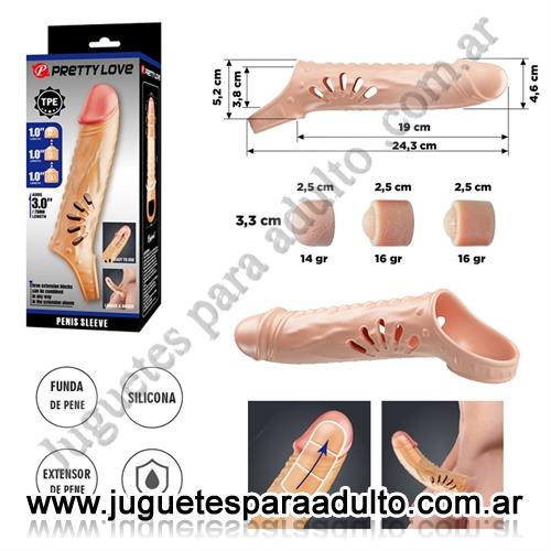 Especificos, Fundas para pene, Extensor Premium Realista con 3 Tips Extensibles