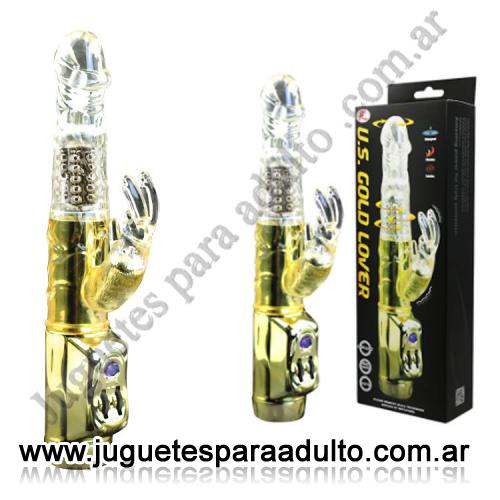 Vibradores, , Vibrador rotativo con estimulador de clitoris y velocidad regulable