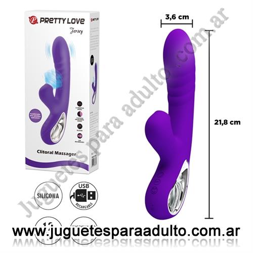 Marcas Importadas, Pretty Love, Estimulador de punto G con succionador de clitoris y carga USB