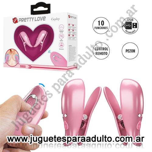 Accesorios, Pezoneras, Pinzas para Pezones Rosa con 10 Modos de Vibración y Control Remoto