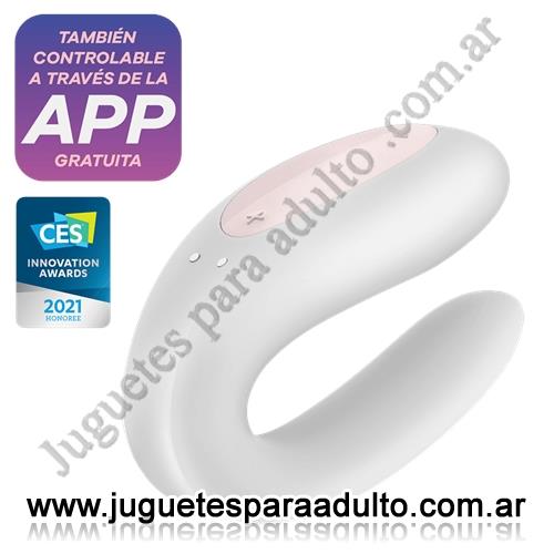 Vibradores, Vibradores para Parejas, Double Joy White estimulador para parejas con control via APP