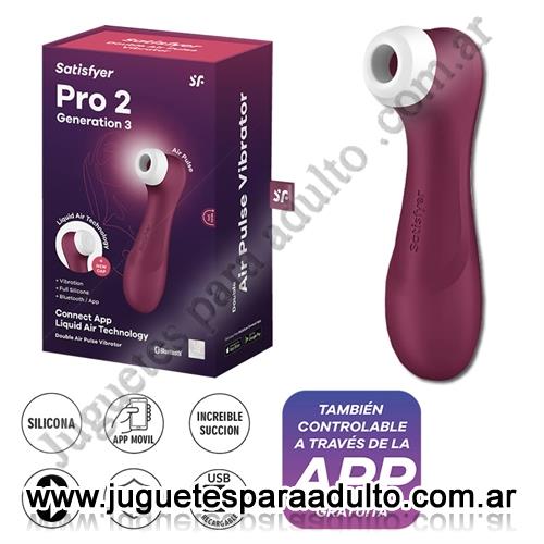 Productos eróticos, Usb recargables, Satisfyer Pro 2 wine red Generation 3 succionador con aplicación blueetoth