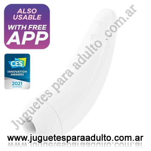 Estimuladores, Estimuladores con APP, Satisfyer Curvy 2 succionador de clitoris blanco con control desde el celular