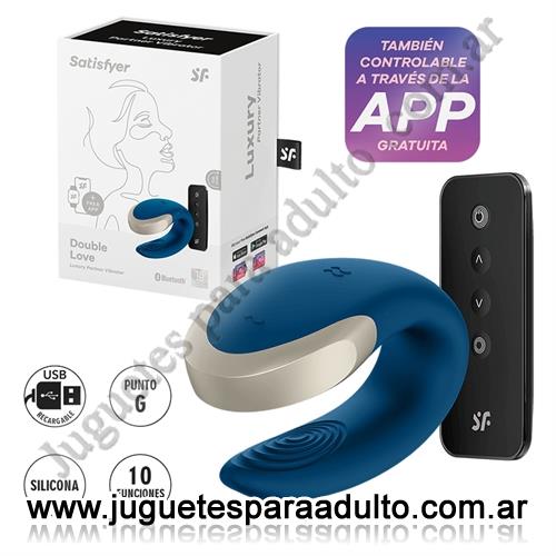 Estimuladores, Estimuladores con APP, Double Love vibrador para parejas con control remoto y carga USB