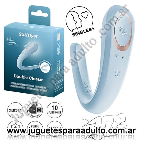 Vibradores, Vibradores Usb recargables, Double Classic estimulador para parejas con carga USB