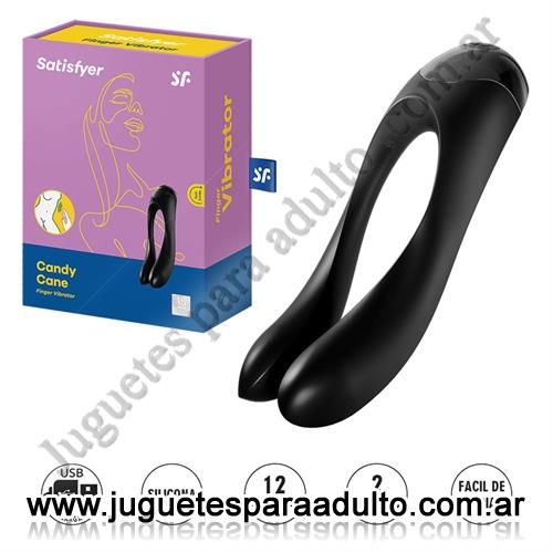 Estimuladores, Estimuladores de clitoris, Candy Cane vibrador para dedo con 12 modos de vibracion y carga USB