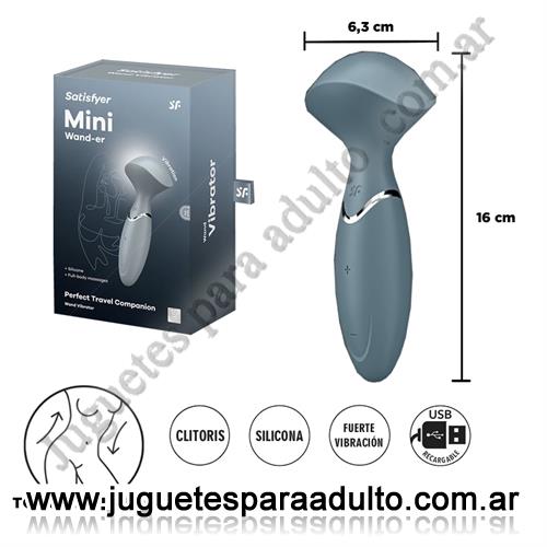 Marcas Importadas, Satisfyer, Mini Wand Er - Vibrador Mini Recargable con Tecnología Silent