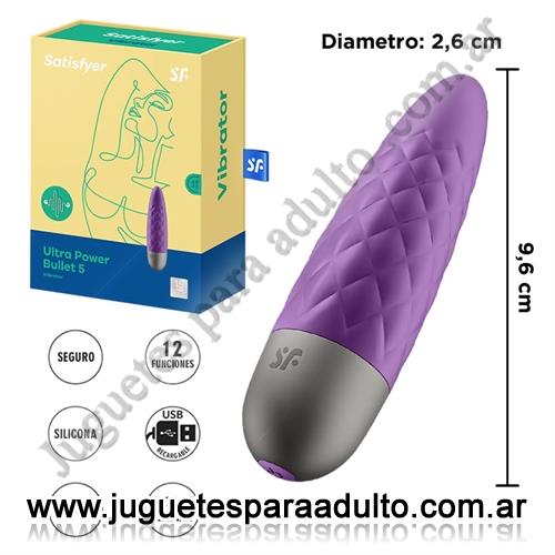 Marcas Importadas, Satisfyer, Bala Ultra power bullet con carga USB y 12 vibraciones