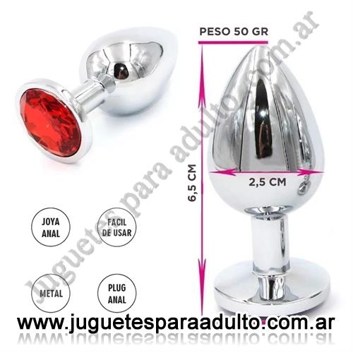 Marcas Importadas, Sexy & Funny, Joya anal de metal SMALL con piedra roja