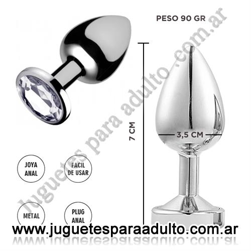 Anales, Joyas Anales, Plug de metal MEDIUM con joya transparente