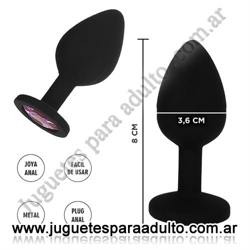 Anales, Anal sin vibrador, Plug de silicona tamaño M con joya rosa