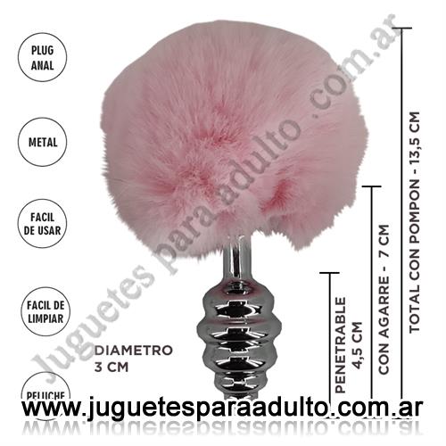 Anales, Anal sin vibrador, Plug cola de conejo rosa tamaño S