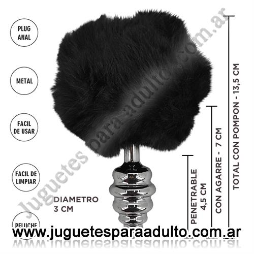 Anales, , Plug twist tamaño S con cola de conejo negro