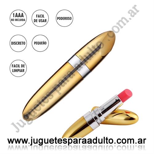 Estimuladores, Estimuladores de clitoris, Estimulador femenino Tucana con forma de lapiz labial dorado