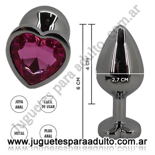 Anales, Joyas Anales, Joya anal corazon rosa metalica tamaño S