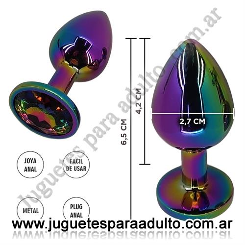 Anales, Joyas Anales, Plug anal metalico de acoiris tamaño M