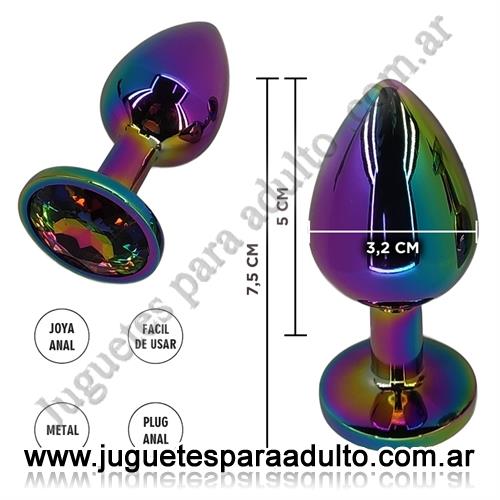 Anales, Joyas Anales, Plug anal metalico de acoiris tamaño S