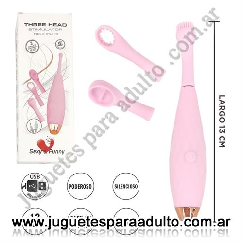 Estimuladores, Estimuladores femeninos, Vibrador con cabecales intercambiables y varias velocidades