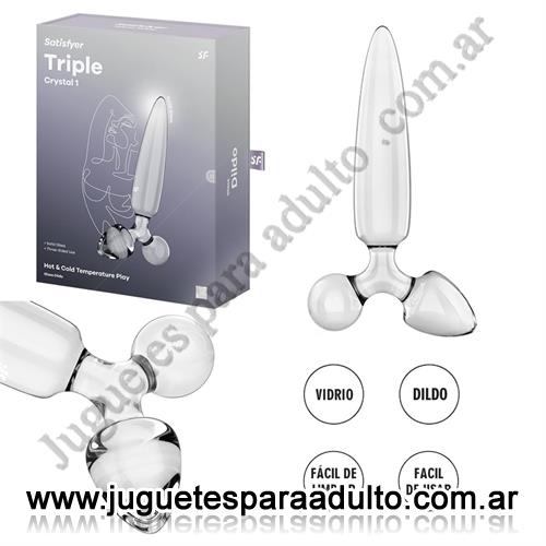 Estimuladores, Estimuladores femeninos, Triple Crystal 1 Dildo y plug de cristal